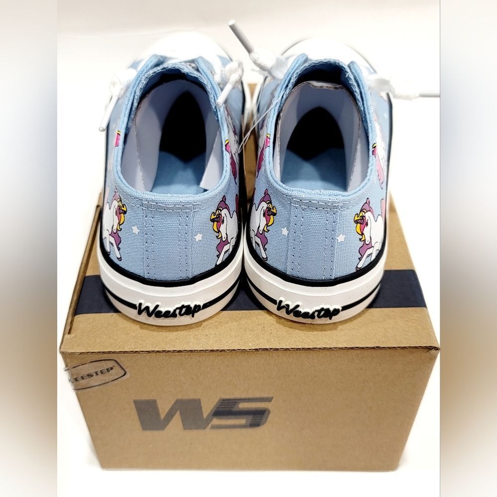 Weestep Kids Girls Lace Up Blue Unicorn Canvas Sneakers Shoes Size 11 NWT, NWB - Picture 8 of 16